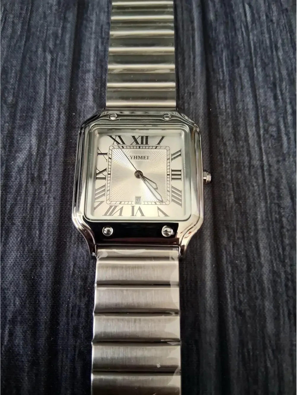 Vintage Inspired Square Milano‎ Mens Silver Roman Dial Watch